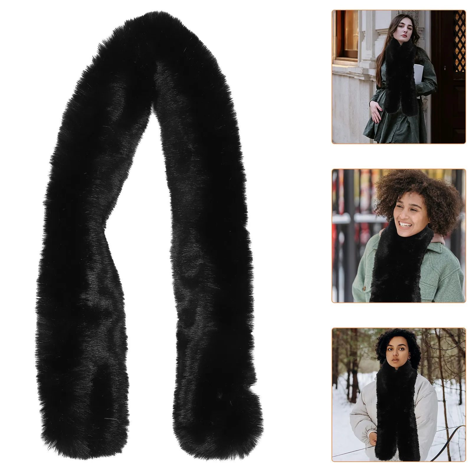 

Длинный шарф-воротник из искусственного меха для женщин, нейлоновый, мягкий, теплый, зимний аксессуар для костюма, универсальный стиль, согревающий шарф-воротник для женщин