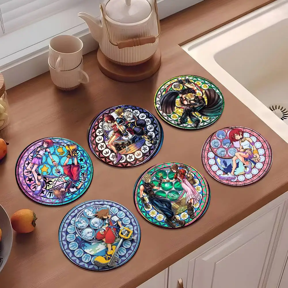 1pc K-Kingdom Game H-Hearts Wooden Coaster Colour Printing Cup Mat Home Desk Decoration Gifts
