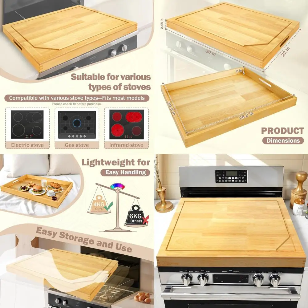 

Легкая доска для лапши 4-в-1, крышка плиты и разделочная доска для электрических и газовых плит 30x22