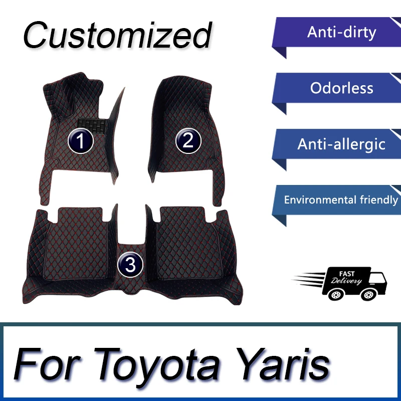 Car Floor Mats For Toyota Yaris 2008 2009 2010 2011 2012 2013 Custom Auto Foot Pads Automobile Carpet Cover Interior Accessories