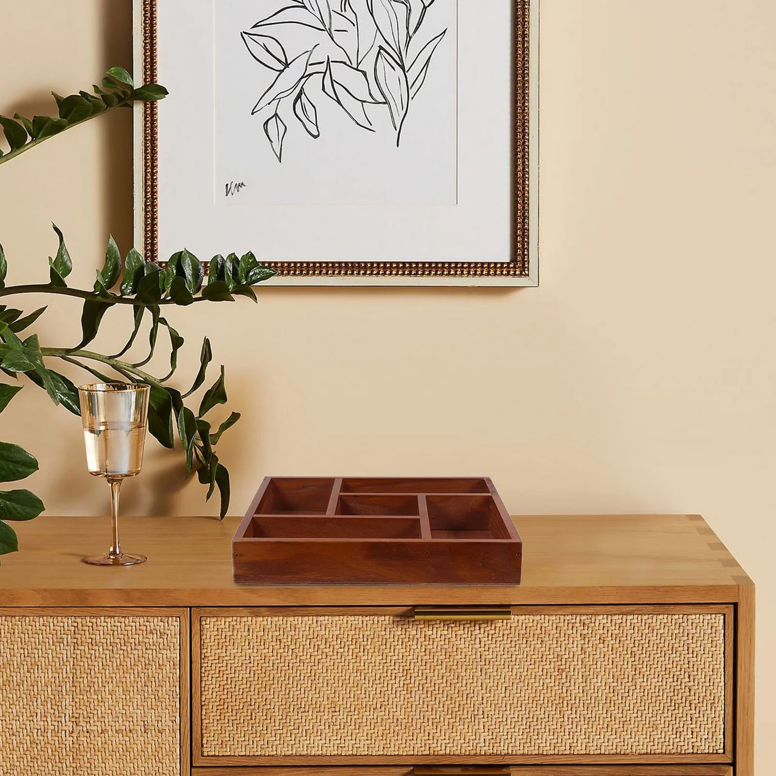 Wooden Desktop Drawer Organizer Vintage Distressed Design Compartment Tray for Stationery Jewelry Makeup Storage Box