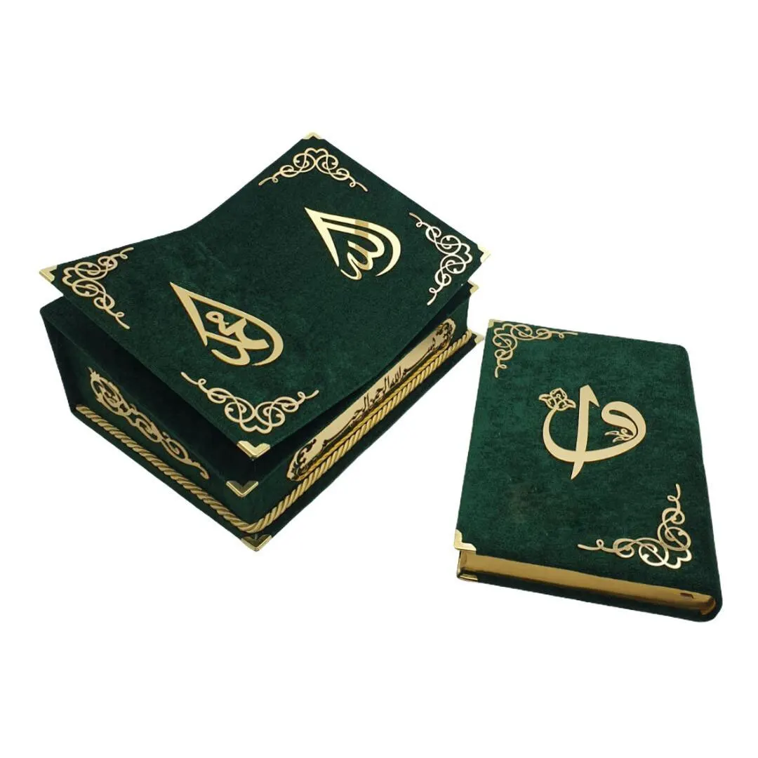 The Holy Quran Islamic Gift Koran Set The Holy Quran Set Green With Velvet Box