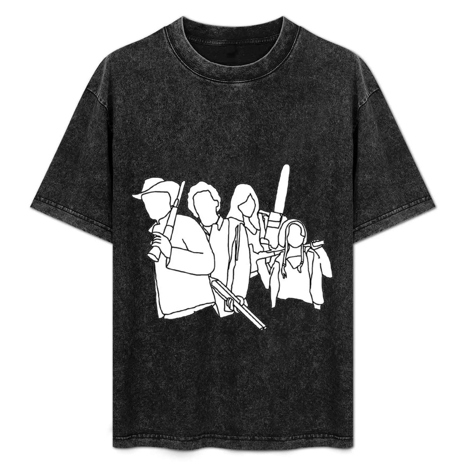 تي شيرت مخطط زومبي لاند تي شيرت رجالي عادي تي شيرت رجالي من القطن الثقيل 100% قطن حزمة تي شيرت #1