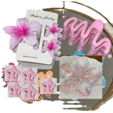 10pcs/set Sweet Gradient Flower Wave Star Hair Clips Claw Clamp Hairpin Women Beach Barrette Hairpin Summer Hair accessories image 6