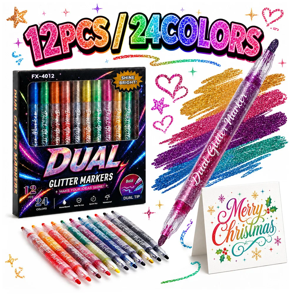 

24 Colors Straight Liquid Acrylic Paint Pens Soft Tip Non-Bleed Layering Art Markers Set for Students School Drawing