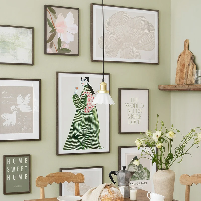 Flower Abstract Lines Sweet Summer Greens Gallery Wall Art Canvas Print Poster Decor Painting Doves of Love Pictures Living Room