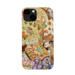 KOREAN Forest Mouse Sleep Graffiti Art Phone Case for IPhone 16 15 PLUS 14 13 Pro Max 11 12 XR X Max Shockproof Back White Cover