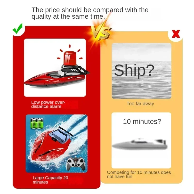 NUOVA Barca RC V555 10KM/H Con Luce LED Luminosa 2.4GHz Illuminazione Da Corsa Barca RC Per Adulti e Bambini Con Batteria Ricaricabile giocattoli