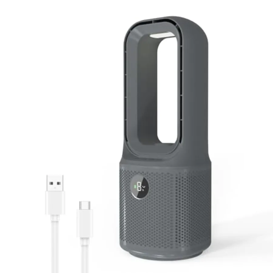 

Бесшумный 14-дюймовый USB-вентилятор-башня, серый, 9 скоростей, 3 режима освещения, 60° осцилляция, таймер 9 часов, аккумулятор 5000 мАч, охлаждение
