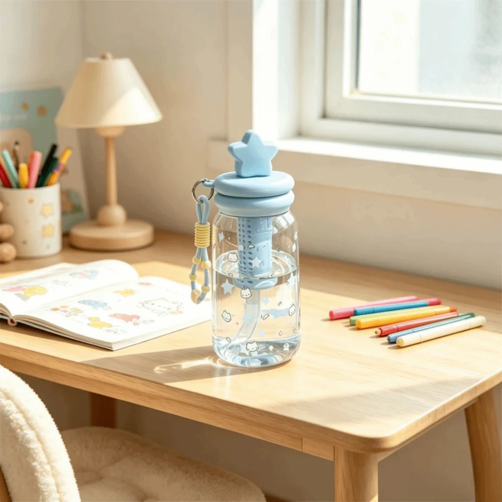 Multiple Styles Large Capacity Straw Water Bottle Leakproof Reusable Straw Water Cup Portable Cute Straw Plastic Tumbler Student view 3