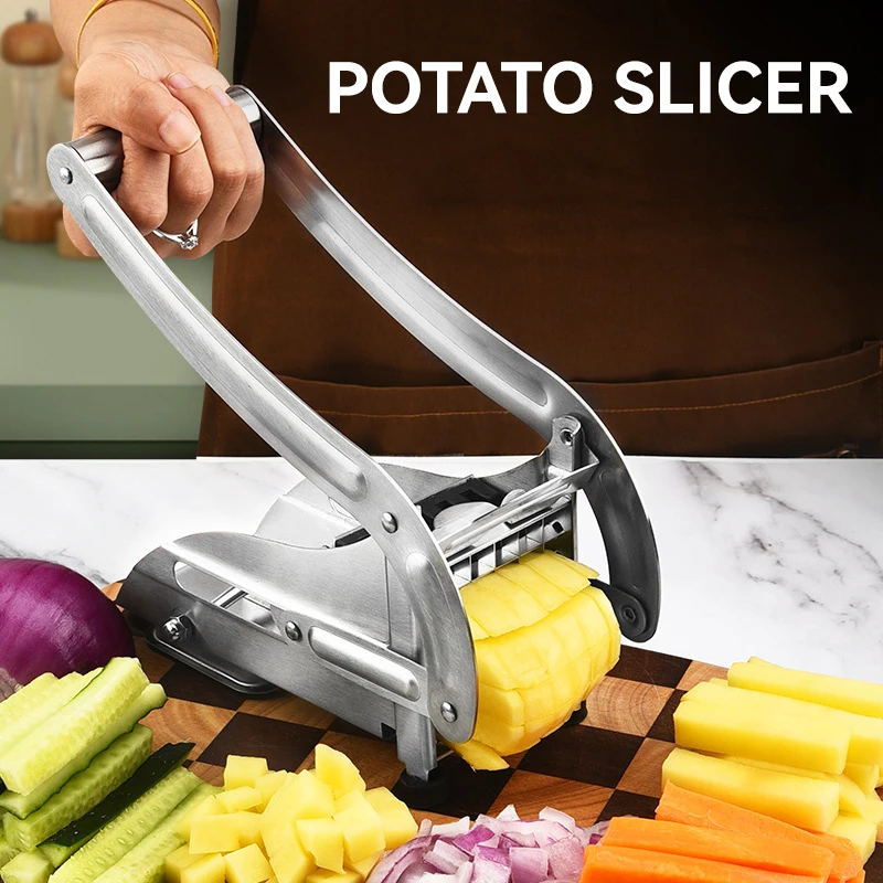 Stainless Steel Potato Slicer Cutter Chopper Potato Chipper For Cucumber Carrot Manual French Fry Cutters Bar Cutting Machine