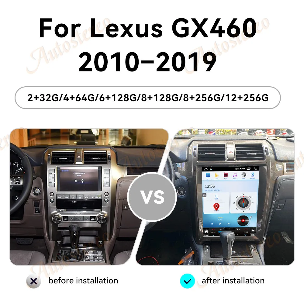 

12.1 inch For Lexus GX460 2010-2019 Car Radio Carplay Android Vertical Screen Automotive Din Multimedia Head Unit Player Auto-
