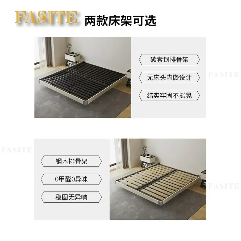 For Modern Italian Style Double Bed Frame New Steel Frame No Headboard Eco Friendly Zero Glue Versatile Master Bedroom