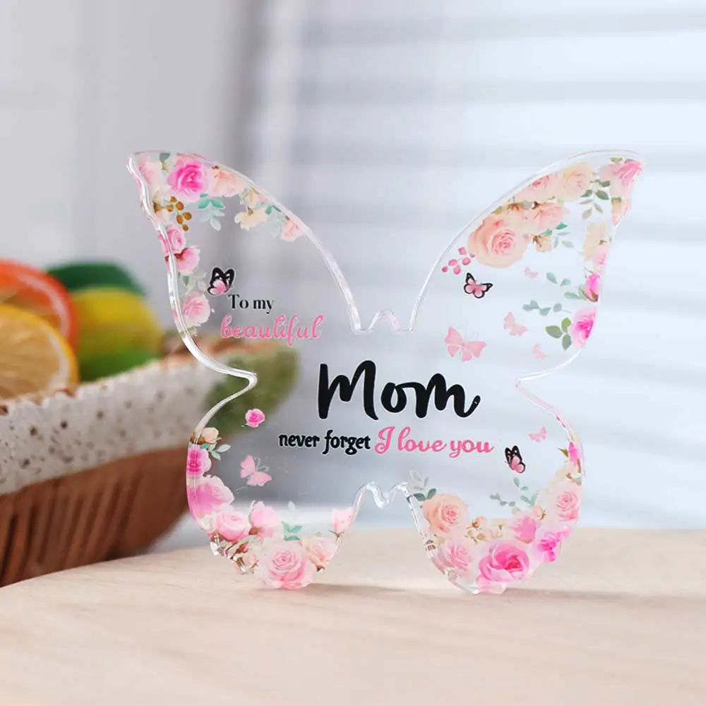Creative Butterfly-Shaped Acrylic Plaque Acrylic Beautiful Mother's Day Blessings Crafts Decorations Gifts for Mum Mothers Day