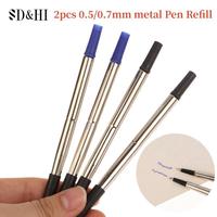 2Pcs Blue Ink Parker Style Standard 0.5/0.7mm Ballpoint Pen Refills Nib Medium Push Action Rotary Universal Metal Pen Refill