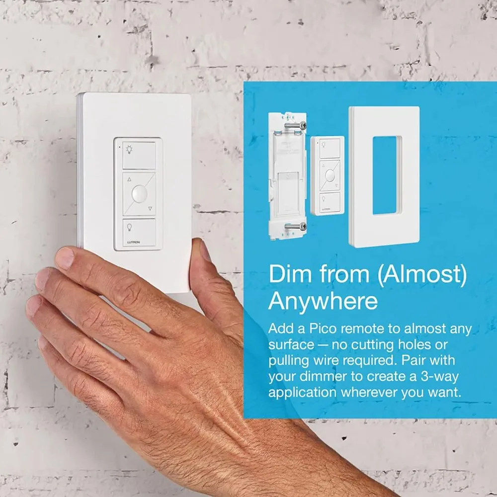 مفتاح خافت ذكي أصلي من Caseta (Lutron Smart Hub مطلوب)، لأضواء LED، 150 وات، أحادي القطب/3 اتجاهات، لا يتطلب محايدًا