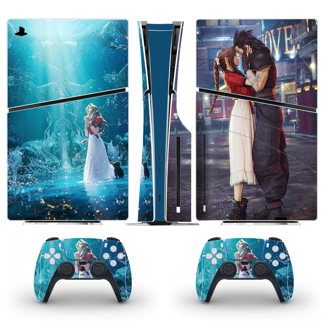 Game Final Fantasy 7 Rebirth PS5 Slim Disc Skin Sticker Decal Cover for Console and 2 Controllers New PS5 Slim Disk Skin Vinyl