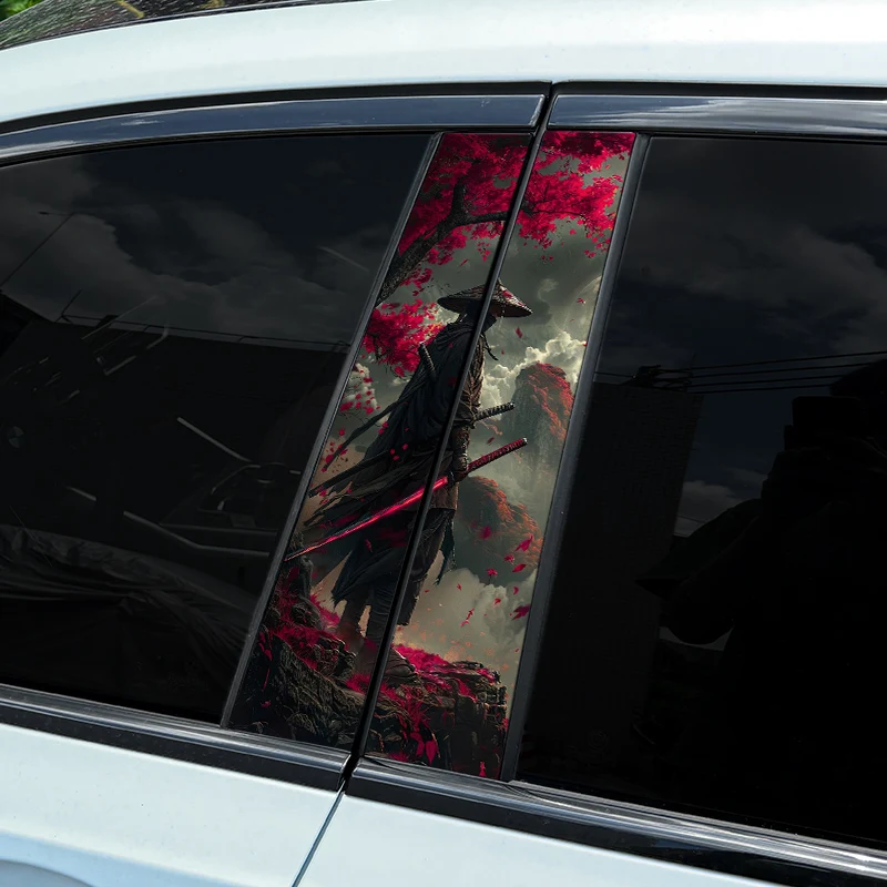 1pc/2pcs Samurai Car B-pillar Stickers Waterproof Auto Center Pillar Sunscreen Vinyl Decals Funny Decoration