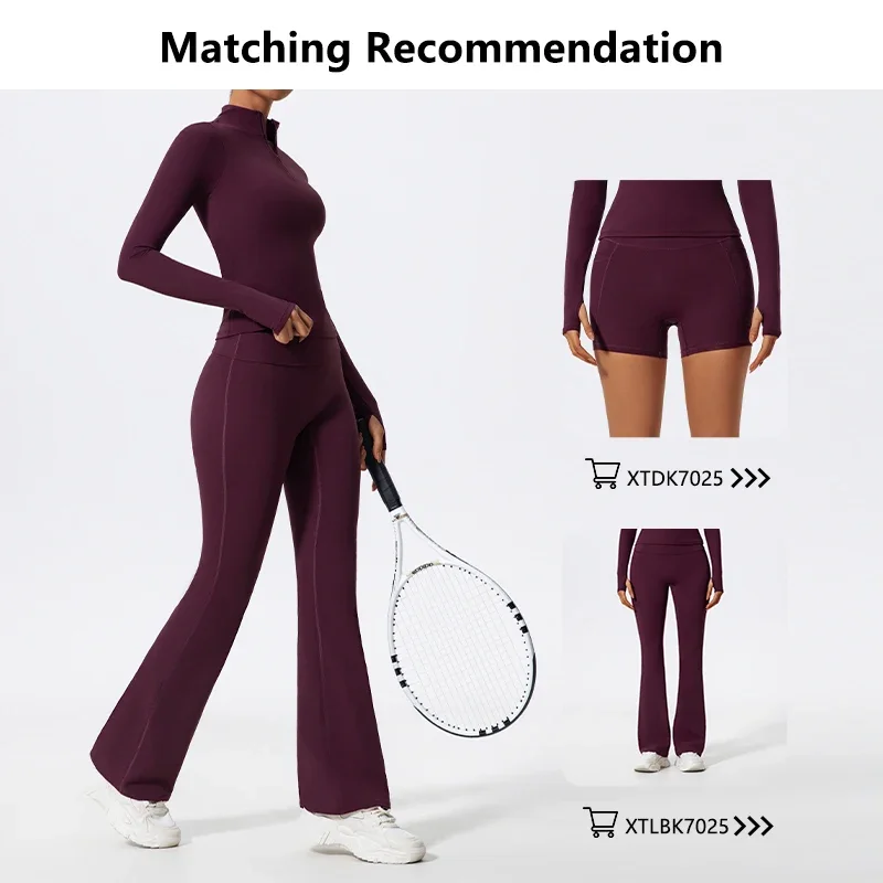 جديد نصف سستة الوقوف طوق قمصان رياضية سليم رفع اليوغا الستر سريعة الجافة اللياقة البدنية ضيق كم طويل الصالة الرياضية الملابس الرياضية