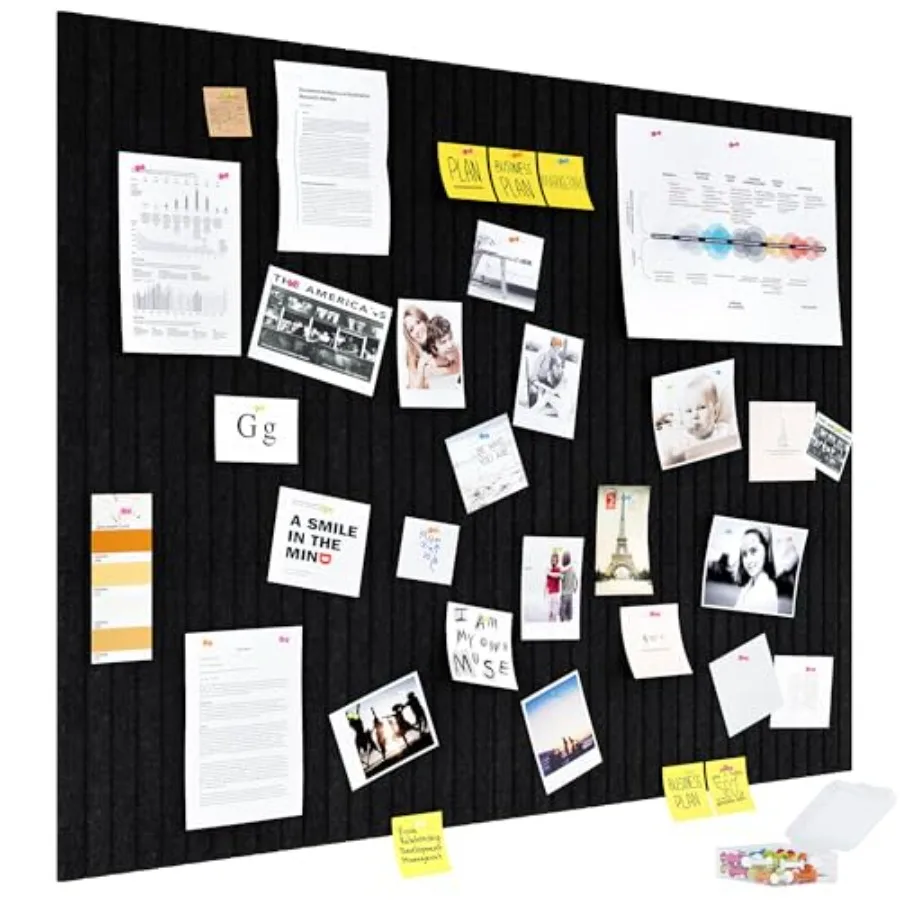 

Felt Bulletin Board 48" x 3" Large Cork Board for Wall Push Pin Board for Office DIY Photo Picture Decorative Panels Squares Wa