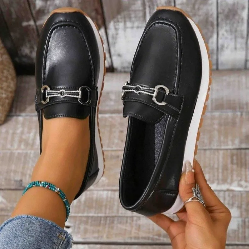 

Женские кроссовки 2024 осень с круглым носком на плоской подошве в простом стиле однотонная женская Повседневная прогулочная обувь без шнуровки на платформе