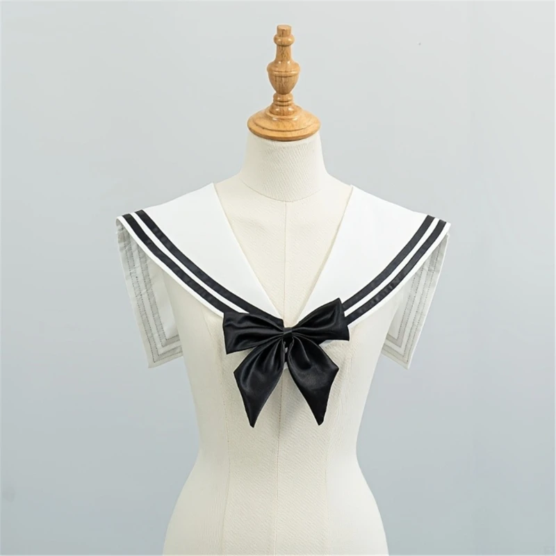 2026 New Elegant Sailor Detachable Collar Unisex Accessory With Bowknot Cutouts Shawl False Collar Suitable For Women Teens