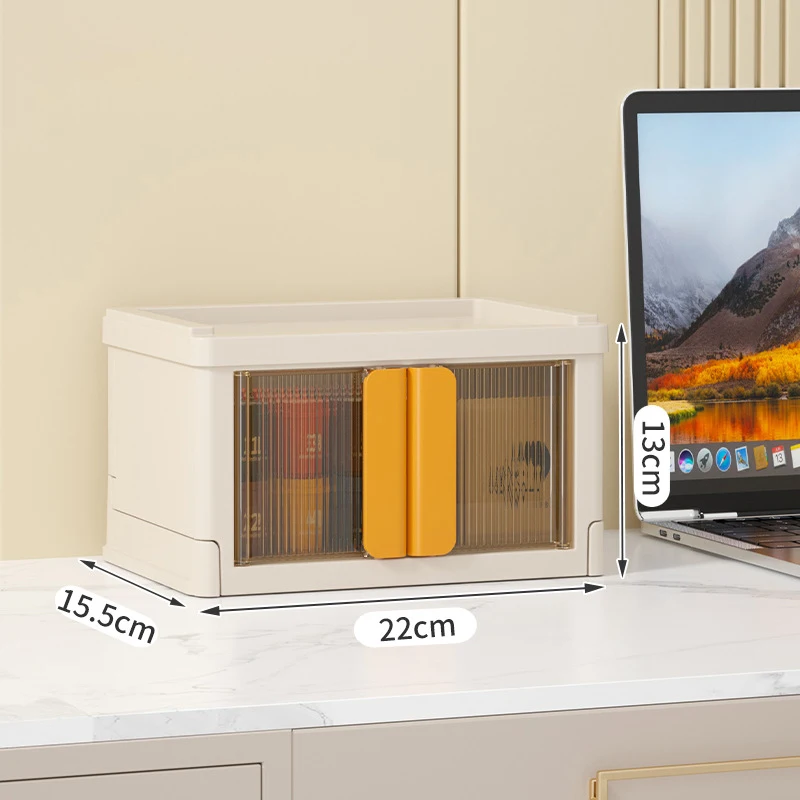 Desktop Organizer Folding Double Door Storage Box Large Capacity Installation-Free Stationery Toy Holder Desktop Office Supplies