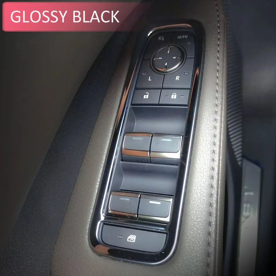 

Interior Door Window Switch Cover Trims For Lexus RX TX 350 350h 450h+ 500h 550h+ 2023-2026 Stainless Steel Glossy Black