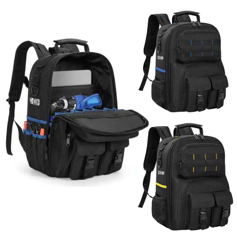 

Tool Backpack, Heavy Duty Tool Bag w/ Padded Shoulder & Removable Tool Organizer Water-Resistant Work Backpack for Electricians