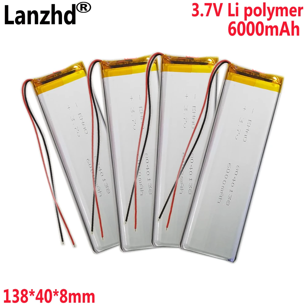 3.7V Li polymer 6000mAh battery For Copper keyboard Tablet battery Laptop Notebook Tablet PC battery 138*40*8mm 8040138