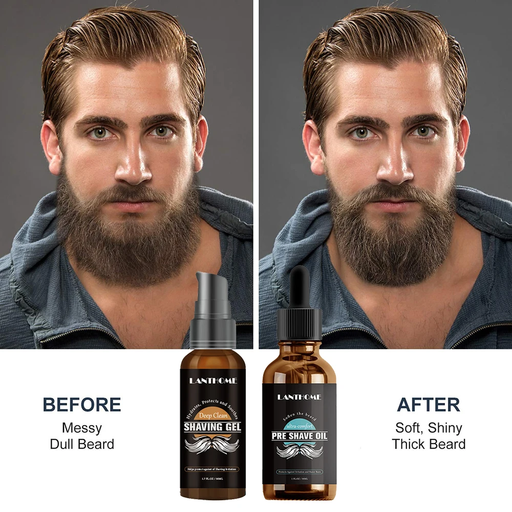 Natural Organic Men Beard Growth Oil Beard Wax Pre Shaving Gel Care Treatment for Man Home Beard Liquid Hair Loss