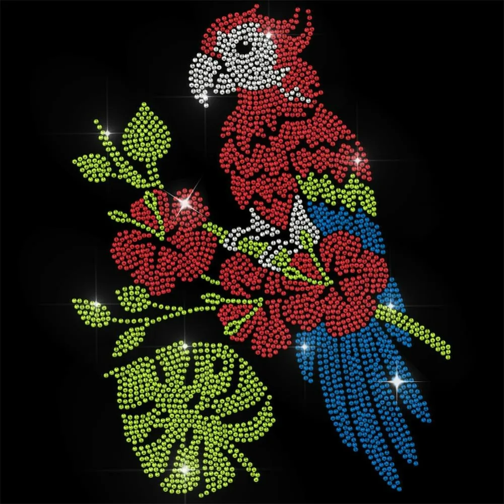 

1 Pc Parrot Pattern Iron on Hotfix Transfer Decal Bling DIY Patch Clothing Repair Applique T-Shirt Vest Shoes Hat Jacket Decor
