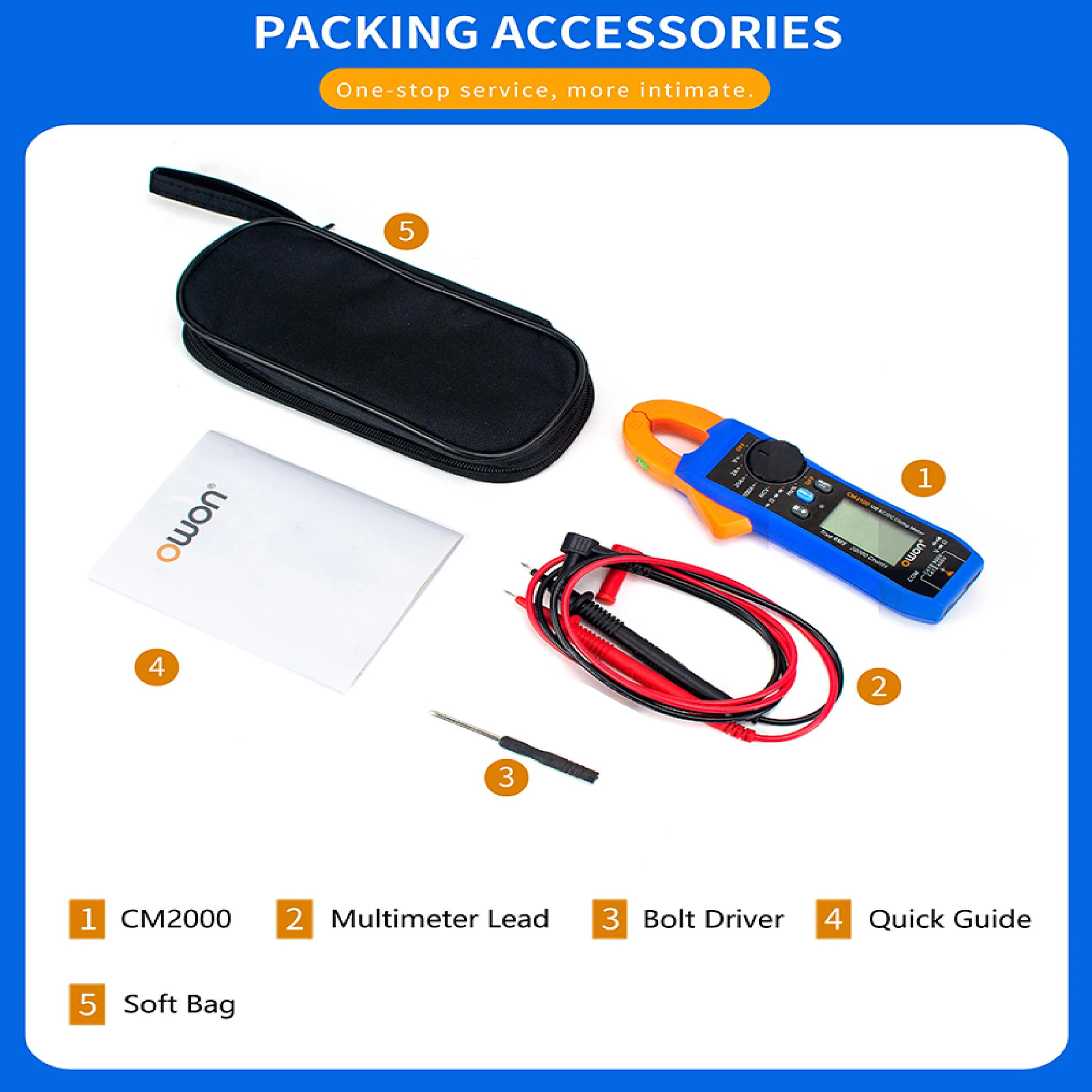 OWON CM2100 Mini Smart AC/DC Current Voltage Clamp Meter 100A 600V 20000 True RMS BLE Auto NCV Resistance Frequency Measurement