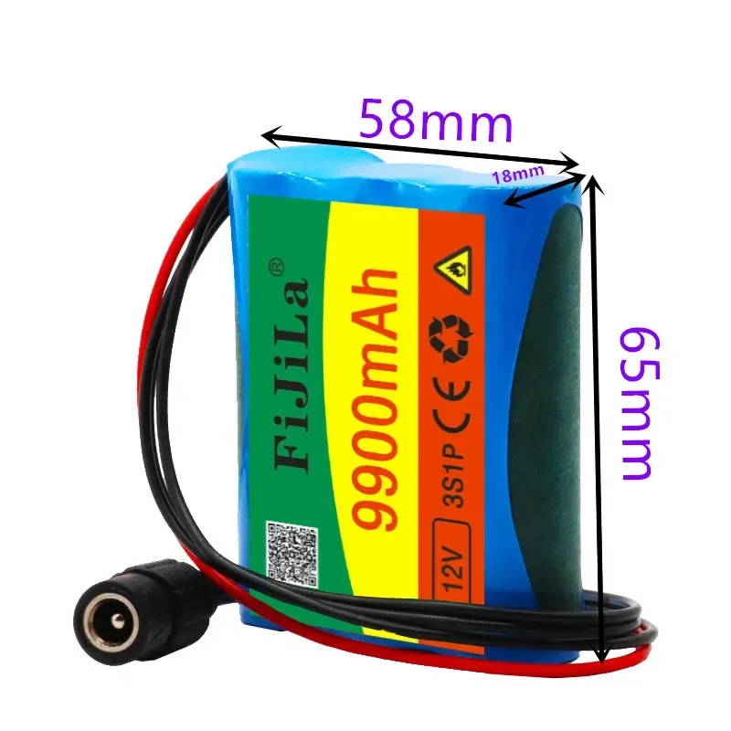 100% neue 12 v 9900 mah 3 s1p batterie au lithium 18650 batterie au lithium pack schutz conseil wiederauf ladbare 1a chargeur