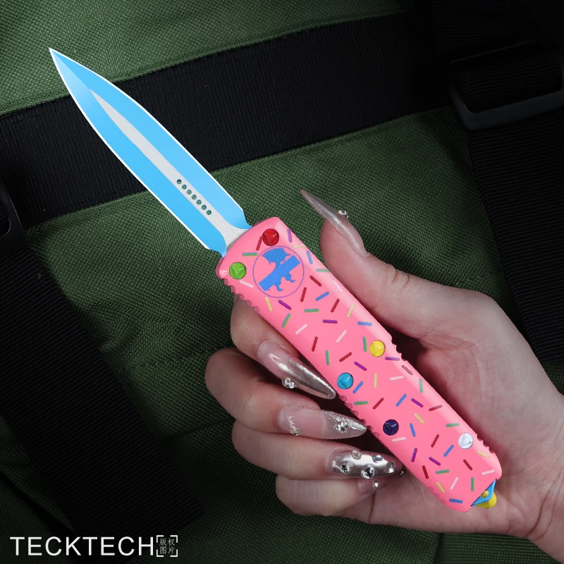 

UTX-85 Knives Dessert Warrior MICRO U LTRA OTF TECH Knife UTX85 UTX 85 UT85 UT-85 Donut Pink D2 Blade T6 CNC Handle EDC Tactical