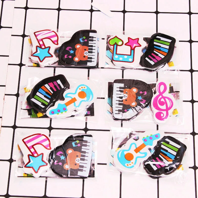 2Pcs Piano Notes Erasers for Kids Creative Correction Supplies Student Prizes Cheap Kawaii Stationery