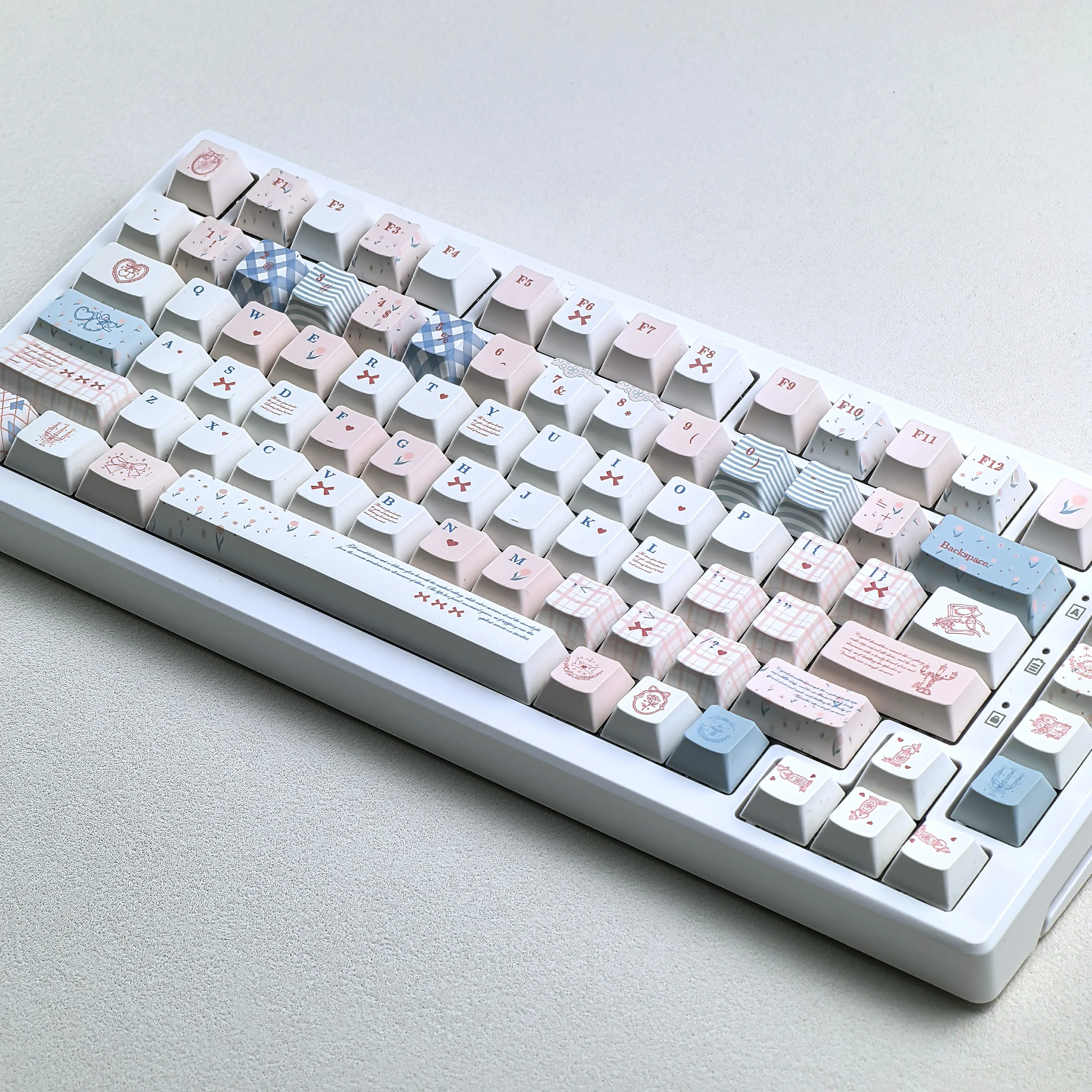 

Клавиши MAIMOOO Rococo Keycaps Kawaii, белые, синие, розовые, PBT, MOA Cherry, милые, для механических клавиатур Aula/Ajazz, кастомные колпачки для клавиш JK