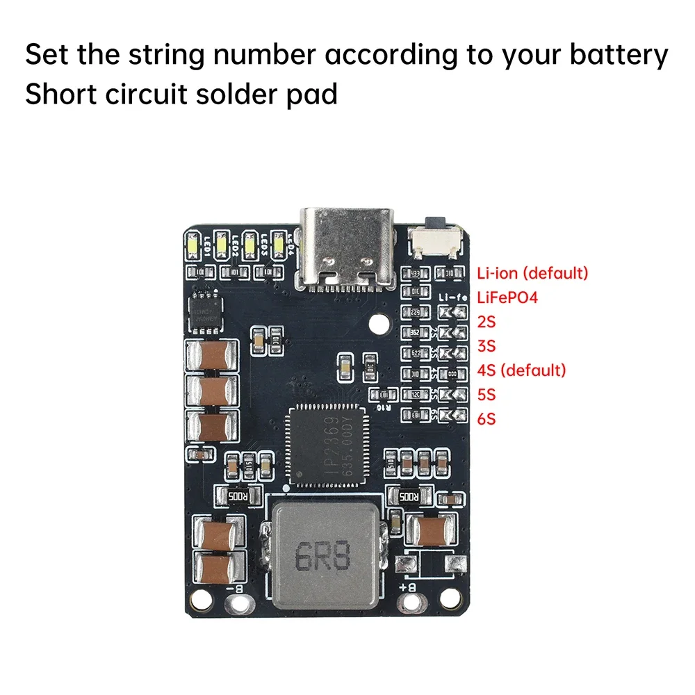 

IP2369 2~6S Lithium Battery Charging Discharging Module Li-ion/LiFePO4 Battery Power Supply Module for Drone Type-c Interface
