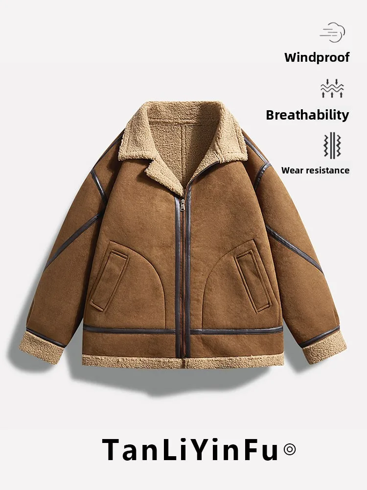 

Ретро американская замшевая куртка, свободное мужское повседневное пальто, весенне-осеннее кожаное молодежное трендовое тепло для поездок на работу на открытом воздухе