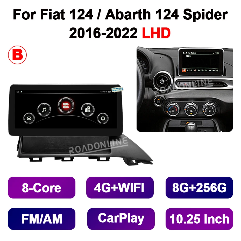 アバルト124スパイダー CAR MULTIMEDIA SYSTEM 10.25 Android 14 Car Multimedia Player for Fiat 124 Spider 2016-2022