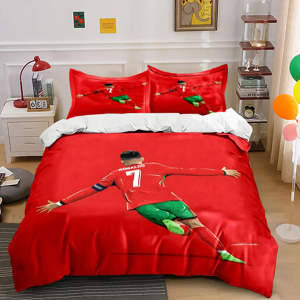 Football star's celebratory posture Printed Duvet Cover Set 1 Duvet Cover+2 Pillowcase Multi Size Bedroom Bedding Decoration