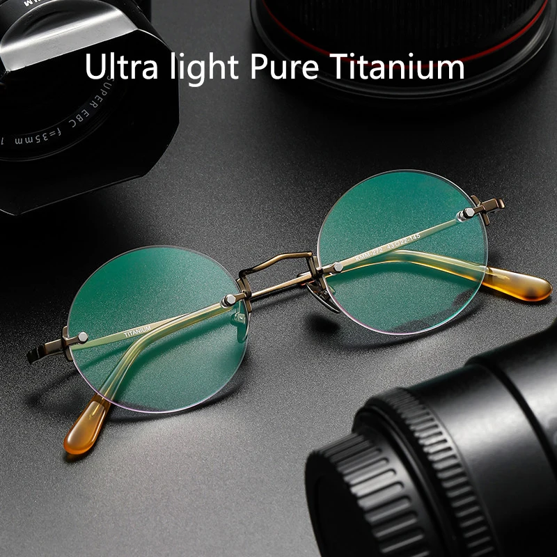 ALICIA ManLuxury Rimless Glasses Fashion Retro Round Eyeglasses Ultra light Pure Titanium Spectacle Optical Prescription Eyewear