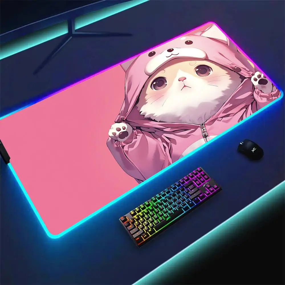 

RGB Mouse pad Cute cat and dog pattern gaming mat rubber anti-slip Desk Mat LED glow Gaming keypad mousepad gamer pc accessories
