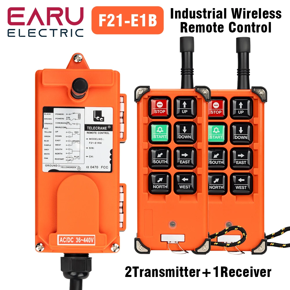 F21-E1B 2 Transmitter + 1 Receiver 220V 380V 110V 12V 24V Industrial Remote Controller Switches Hoist Crane Control Lift Crane