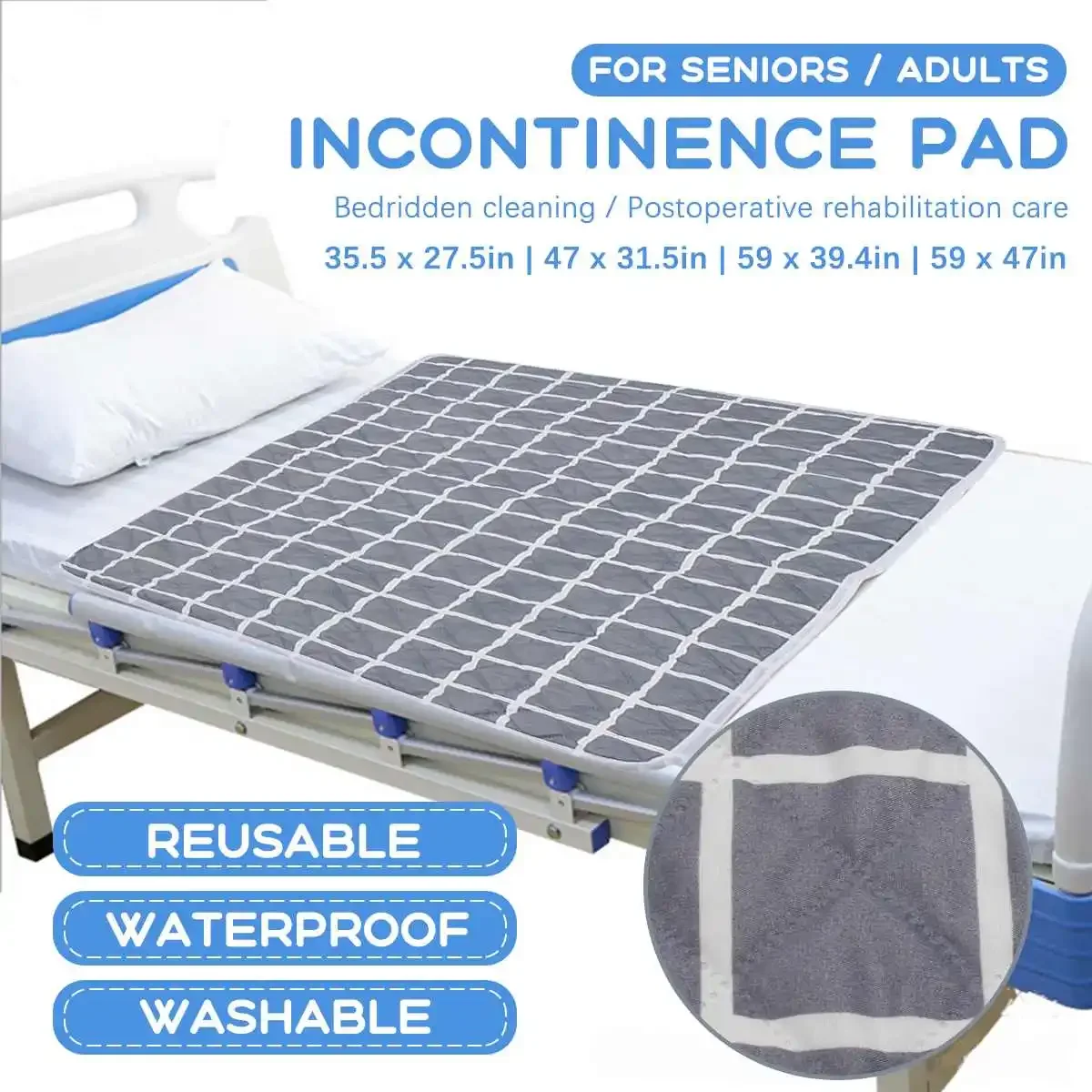 Washable Incontinence Bed Pad Reusable Changing Pad Sheet Urine Mat Nappy Diaper Mattress Protector Waterproof Cover Kids Adult