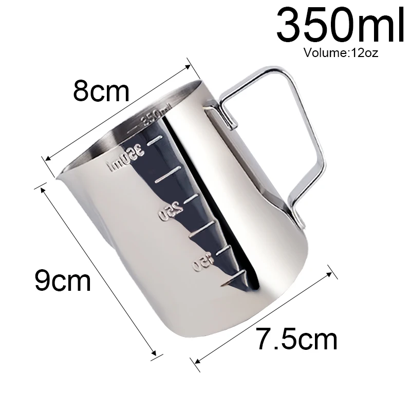 1Pcs 150/350/550ml Espresso Coffee Pull Flower Milk Mugs Cup Pots Handle Stainless Steel Coffee Cup Latte Jug