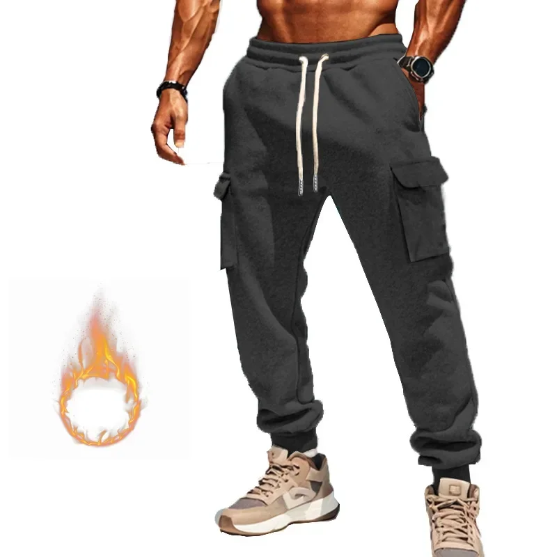 New Men Casual Sports Drawstring Spliced Cargo Pants Sheath Pencil Pants Ankle Length Pant Spring Skinny Patchwork Pockets Male