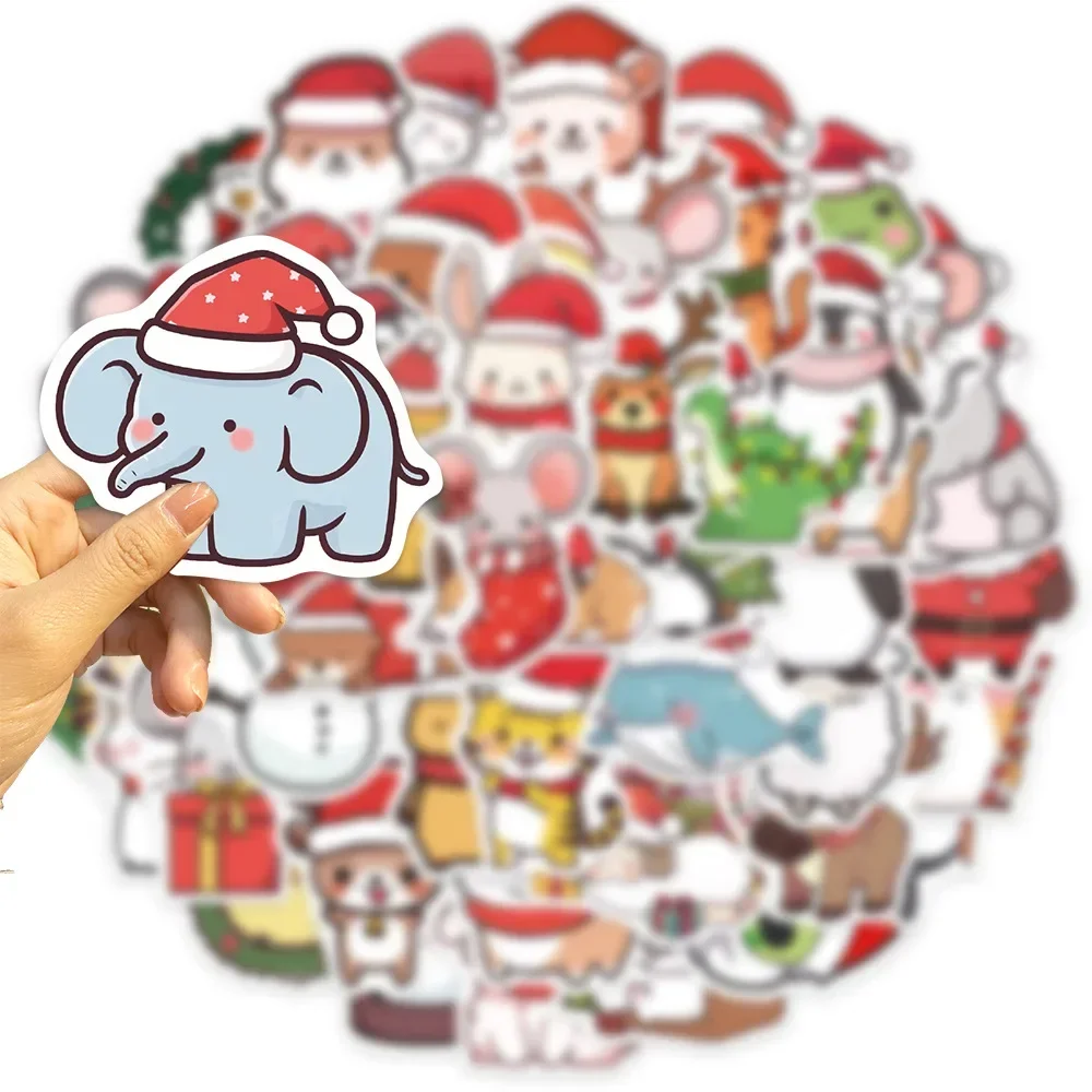 50 Pcs/Set Waterproof Merry Christmas snow Cartoon Decorative Stickers For Presents Gift label Diy Xmas Decoration Decals