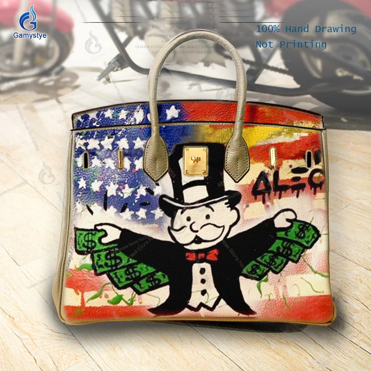 

Street Artisc Hand Draw A magician who transforms money Bags For women Handbags Designer Shoulder Bag Real Togo Cowskin Gamystye