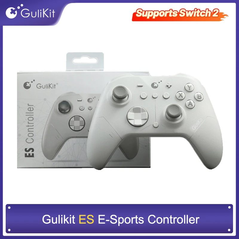 وحدة تحكم GuliKit ES الرياضية الإلكترونية لجهاز Nintendo Switch، Switch 2، PC، Windows، Android، لوحة ألعاب لاسلكية مع عصا التحكم بتأثير القاعة